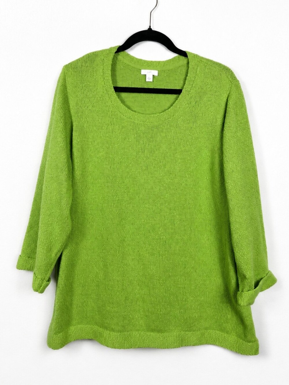 J.Jill 2X Lime Green Textured Cotton Blend Sweater Pullover Coastal Lagenlook